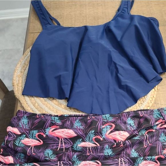 WOMEN'S HIGH NECK TWO PIECE BATHING SUITS TOP - Picture 7 of 11